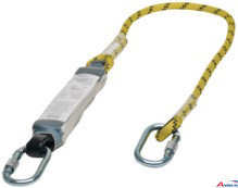 MSA Workman Single Leg Energy Absorbing Lanyard, Kernmantle Rope,12mm 1.5m fixed, Aluminum screw carabiner, Aluminum Scaffold hook